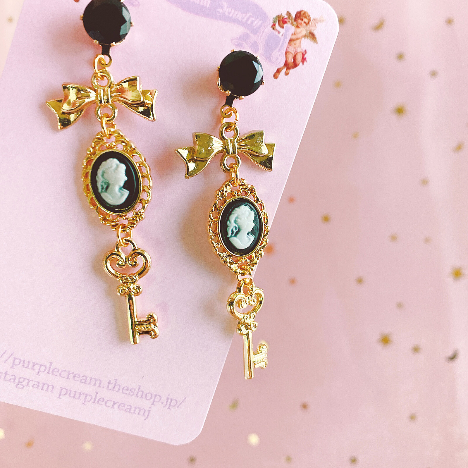 Cameo & Key Earrings - Image 2