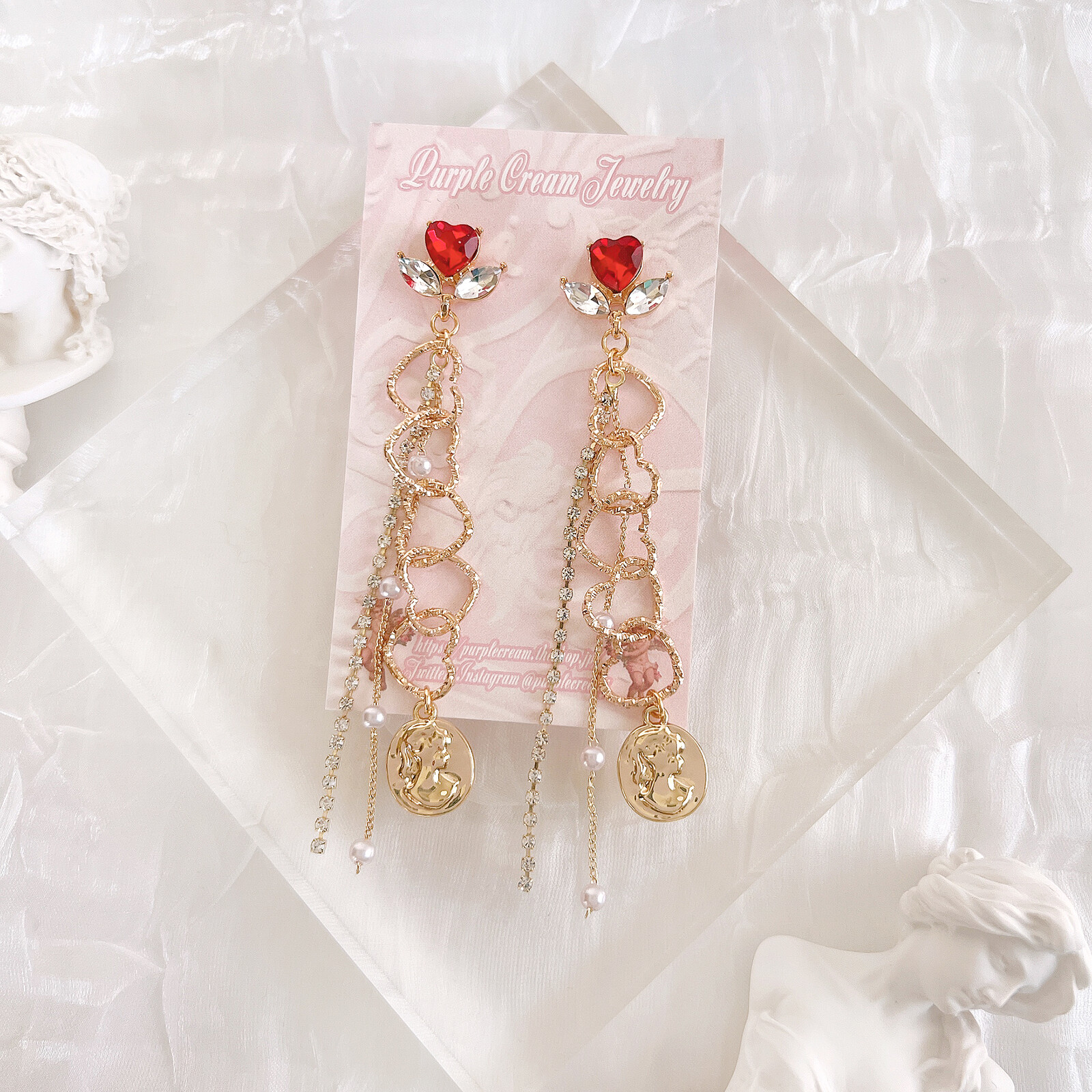 Heart Cameo Earrings - Image 3
