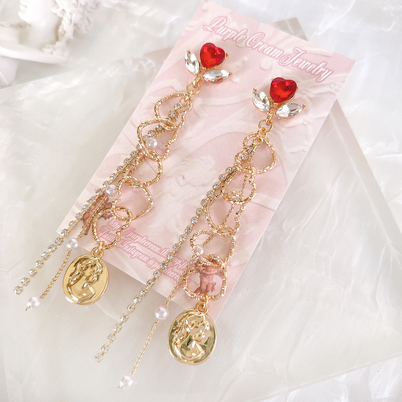 Heart Cameo Earrings - Image 2