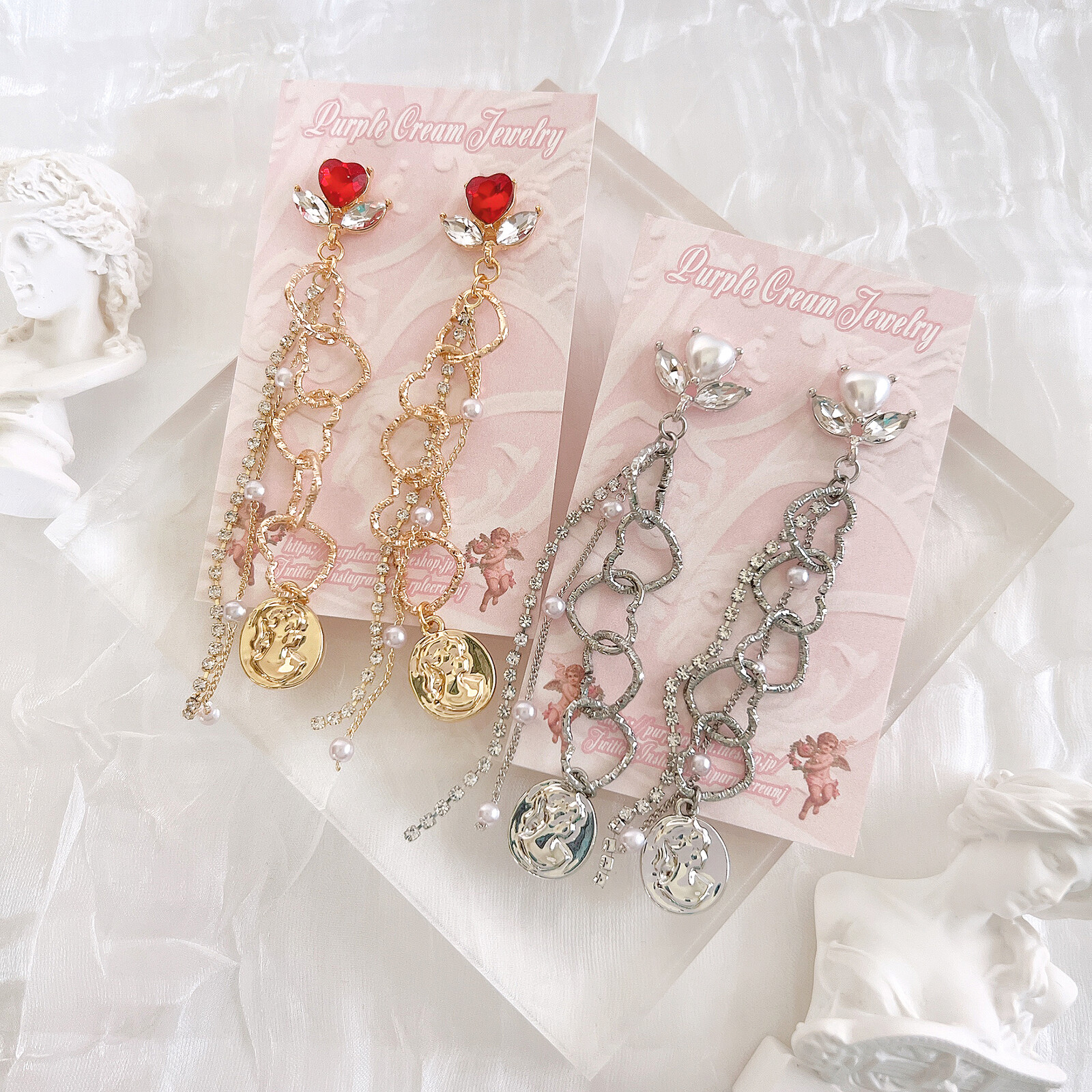 Heart Cameo Earrings - Image 6