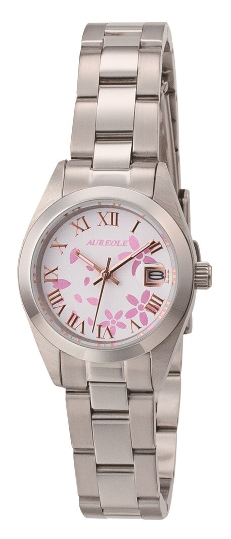 AUREOLE | Silver Sakura Stainless Steel Watch | Made in Japan