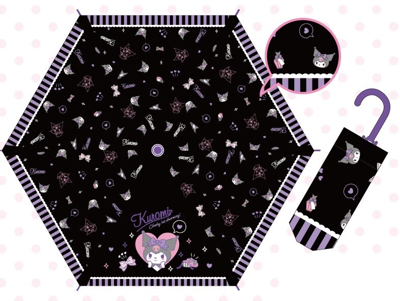 Kuromi Folding Umbrella | Goth Sweet Edition | クロミ 折りたたみ傘 53cm - Image 2