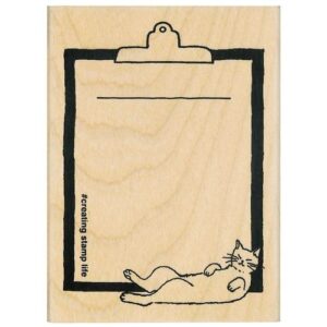 Cat Clipboard Rubber Stamp