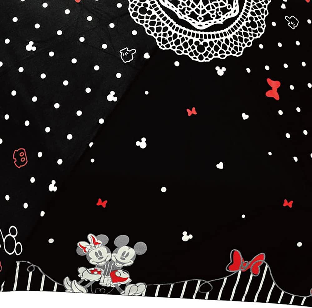 Disney Folding Umbrella | Mickey & Minnie Lace Polka Dot Design - Image 2
