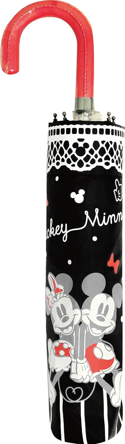 Disney Folding Umbrella | Mickey & Minnie Lace Polka Dot Design - Image 7