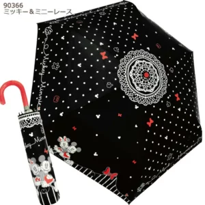 Disney Folding Umbrella | Mickey & Minnie Lace Polka Dot Design