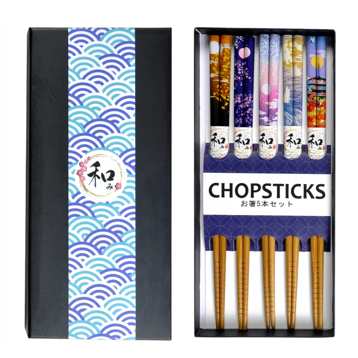 Nagomi | Japanese Pattern Chopsticks Gift Set | 5 Pairs - Image 2