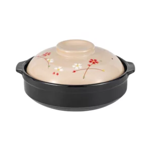 Sakura Cherry Blossom Donabe Claypot | 54 fl oz | 8.5" | Traditional Clay Hot Pot