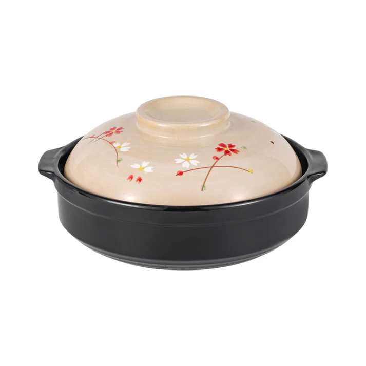 Sakura Cherry Blossom Donabe Claypot | 54 fl oz | 8.5" | Traditional Clay Hot Pot