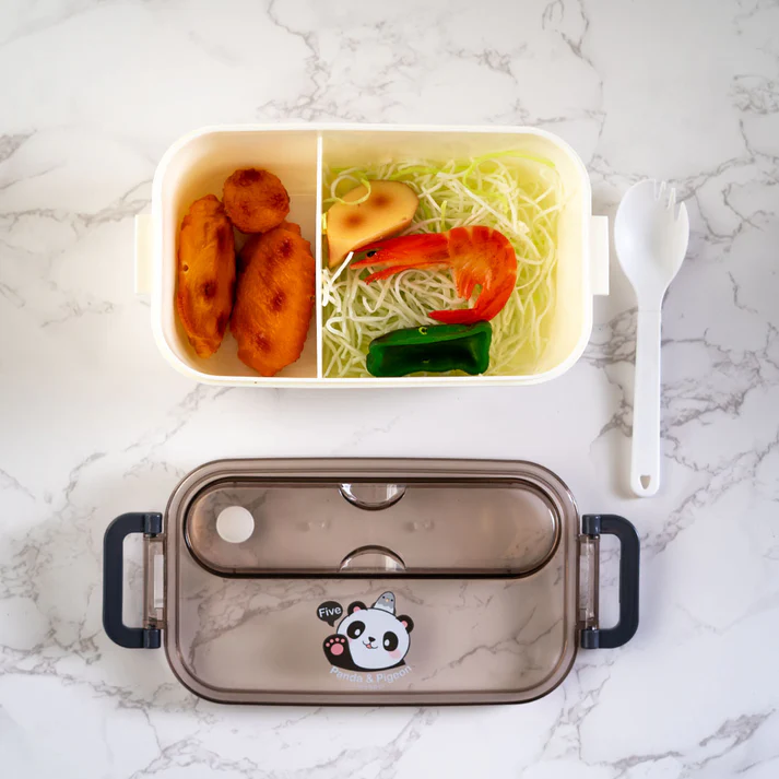 Urban Tokyo | Panda & Pigeon Bento Box | Dual-Compartment Lunchbox with Utensil - Image 2