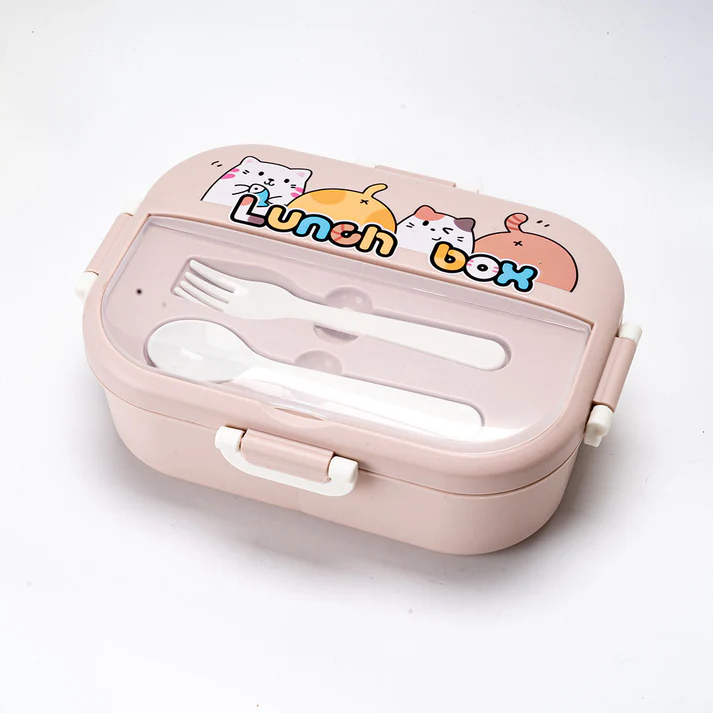 Cute Cat Compartment Lunch Box | 3-Section Bento with Utensils - Image 5