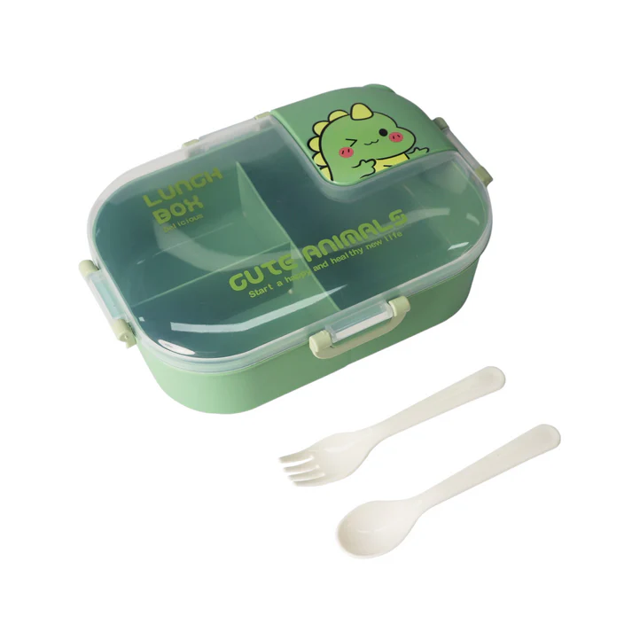 Urban Tokyo | Cute Dinosaur Compartment Lunch Box | 3-Section Bento with Utensils - Image 3