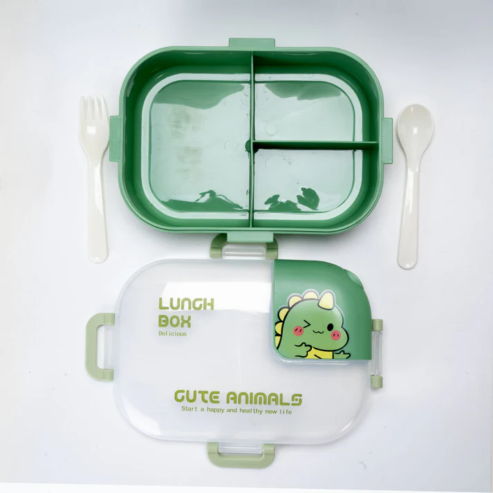 Urban Tokyo | Cute Dinosaur Compartment Lunch Box | 3-Section Bento with Utensils - Image 4