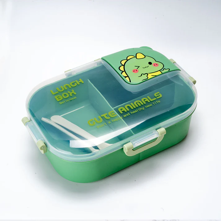 Urban Tokyo | Cute Dinosaur Compartment Lunch Box | 3-Section Bento with Utensils - Image 5