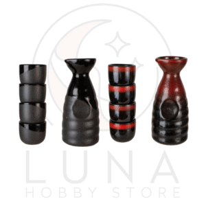 Urban Tokyo | Ceramic Sake Bottle & Cup Set | Black or Red