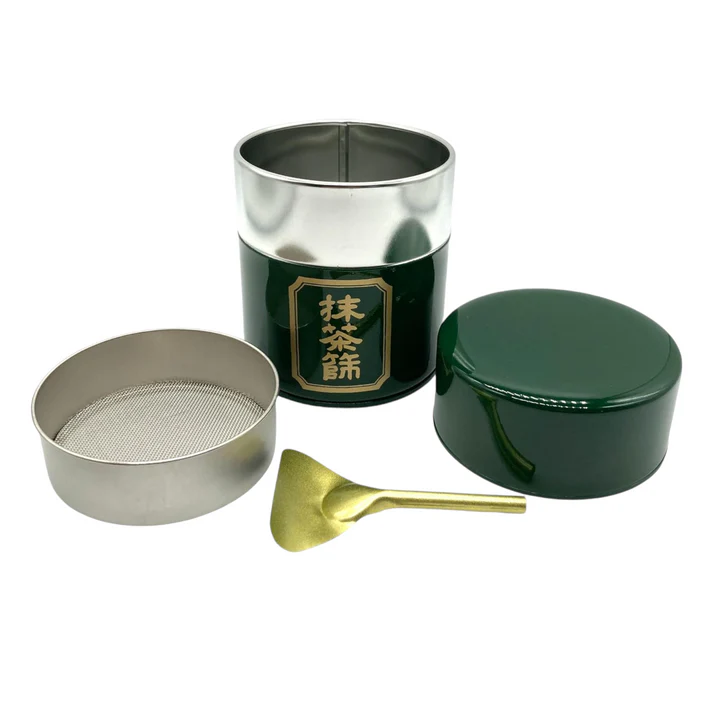 Urban Tokyo | Matcha Tin Container with Mesh Sifter & Scoop | 抹茶缶セット - Image 2