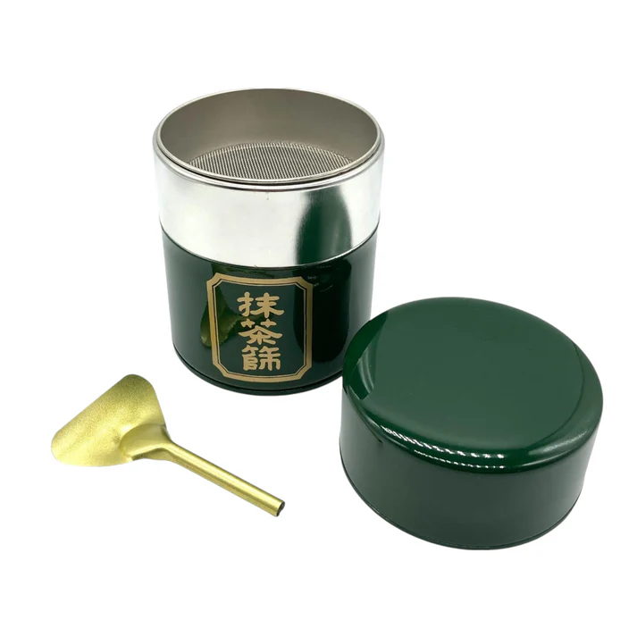 Urban Tokyo | Matcha Tin Container with Mesh Sifter & Scoop | 抹茶缶セット - Image 3