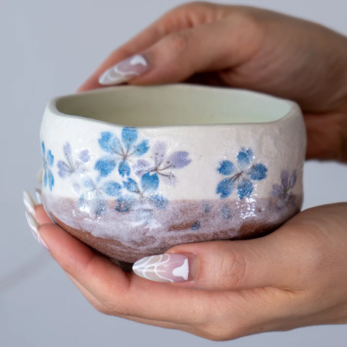 Blue Cherry Blossoms Mini Matcha Bowl - Image 6