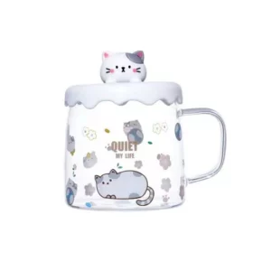 Urban Tokyo | Quiet My Life Cat Mug | Glass Cup with Silicone Lid