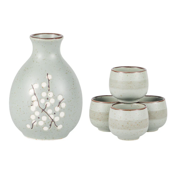 Urban Tokyo | Plum Blossom Sake Set | 5-Piece Ceramic Set