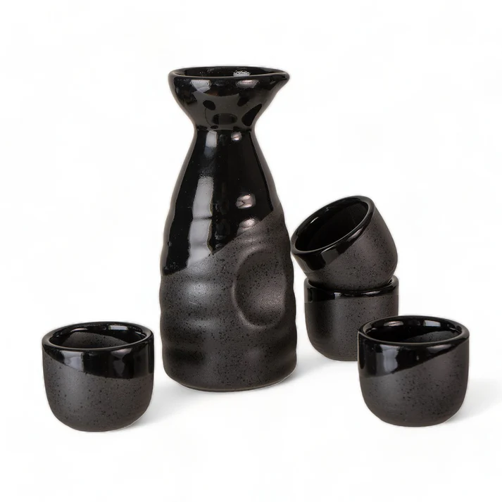 Urban Tokyo | Ceramic Sake Bottle & Cup Set | Black or Red - Image 2