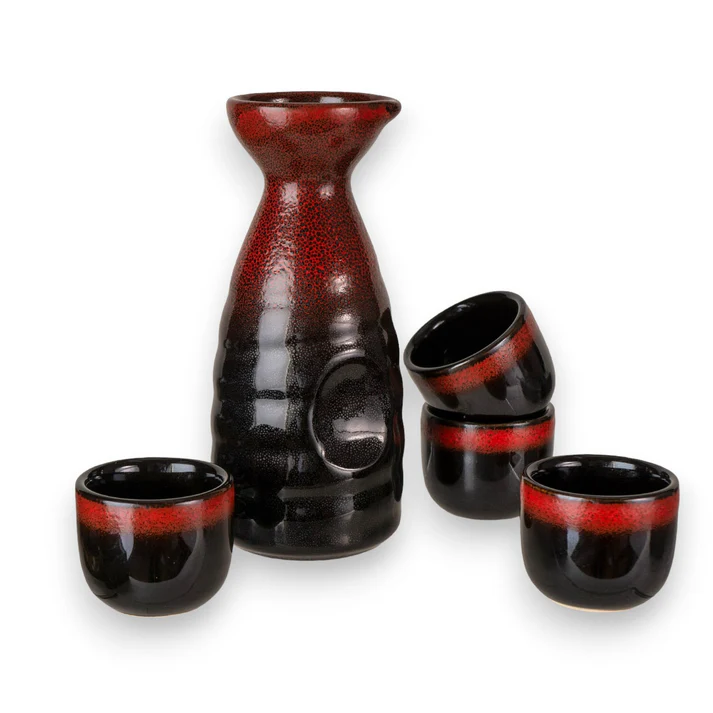 Urban Tokyo | Ceramic Sake Bottle & Cup Set | Black or Red - Image 3