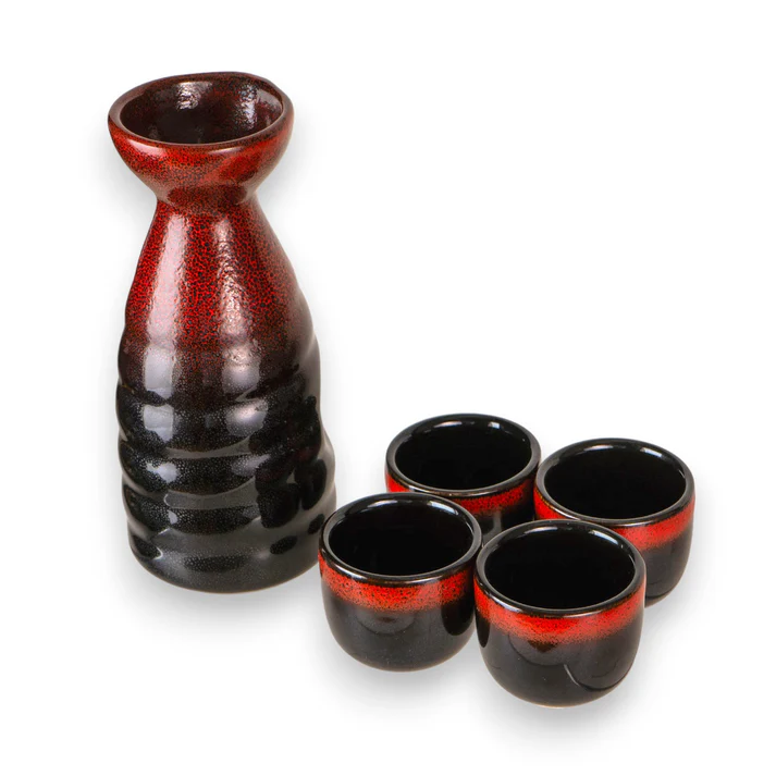 Urban Tokyo | Ceramic Sake Bottle & Cup Set | Black or Red - Image 5