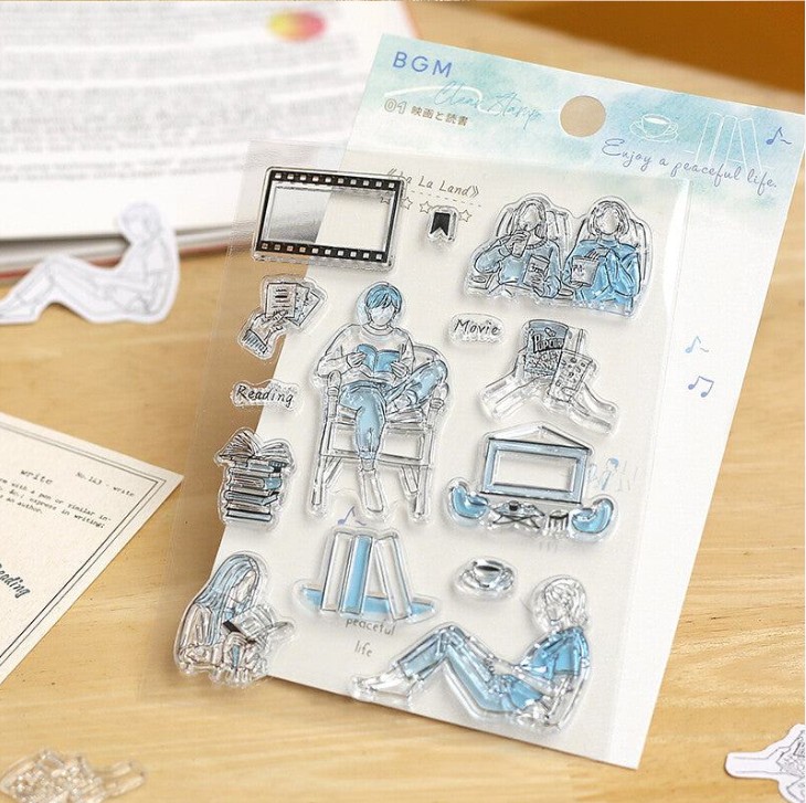 BGM Clear Stamps | Leisure & Weekend Series | クリアスタンプ:休日の過ごし方 4種 - Image 3
