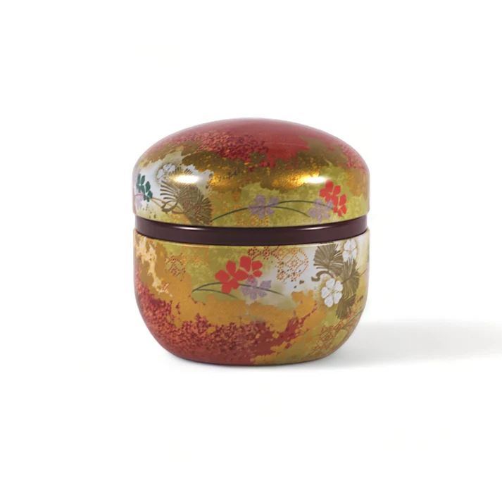 Tea Leaves Container - Floral Design (Red) - Image 3