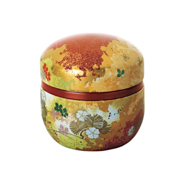 Tea Leaves Container - Floral Design (Red)
