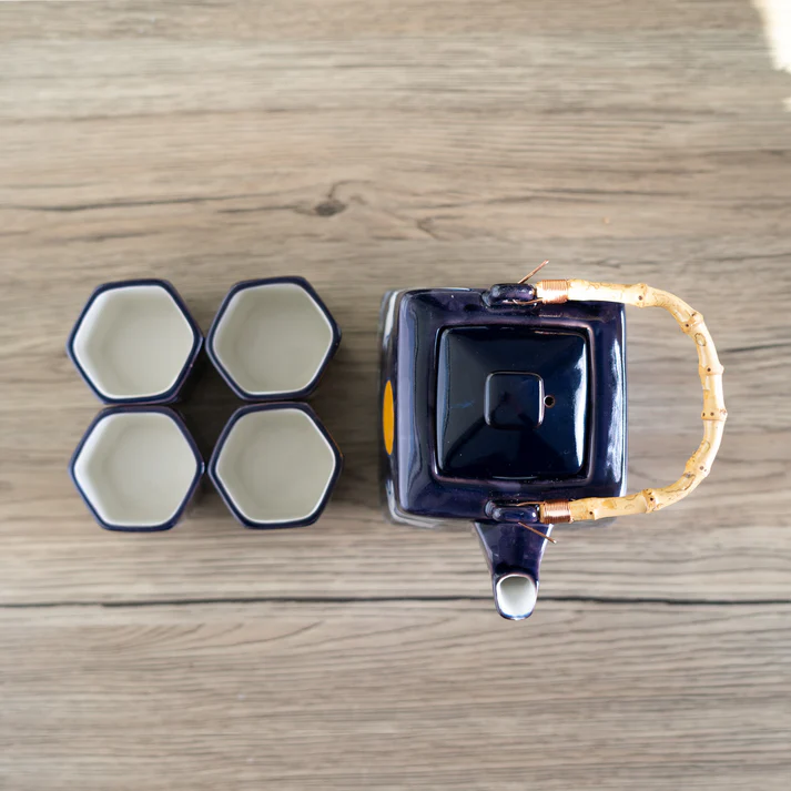 Urban Tokyo | Blue Rabbit Moon Teapot Set | 5-Piece Porcelain Tea Set | Made in China - Image 4