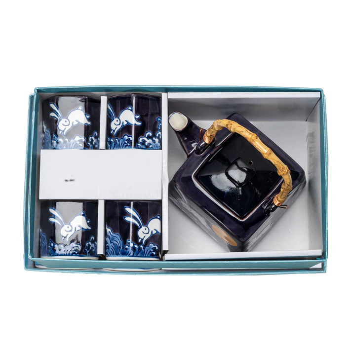 Urban Tokyo | Blue Rabbit Moon Teapot Set | 5-Piece Porcelain Tea Set | Made in China - Image 5