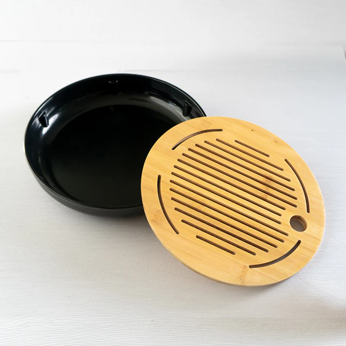 Urban Tokyo | Bamboo & Ceramic Tea Tray | Round Style - Image 4