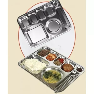 Stainless Steel Square Tray – 8 Compartments 스텐 식판 (사각) - 8구