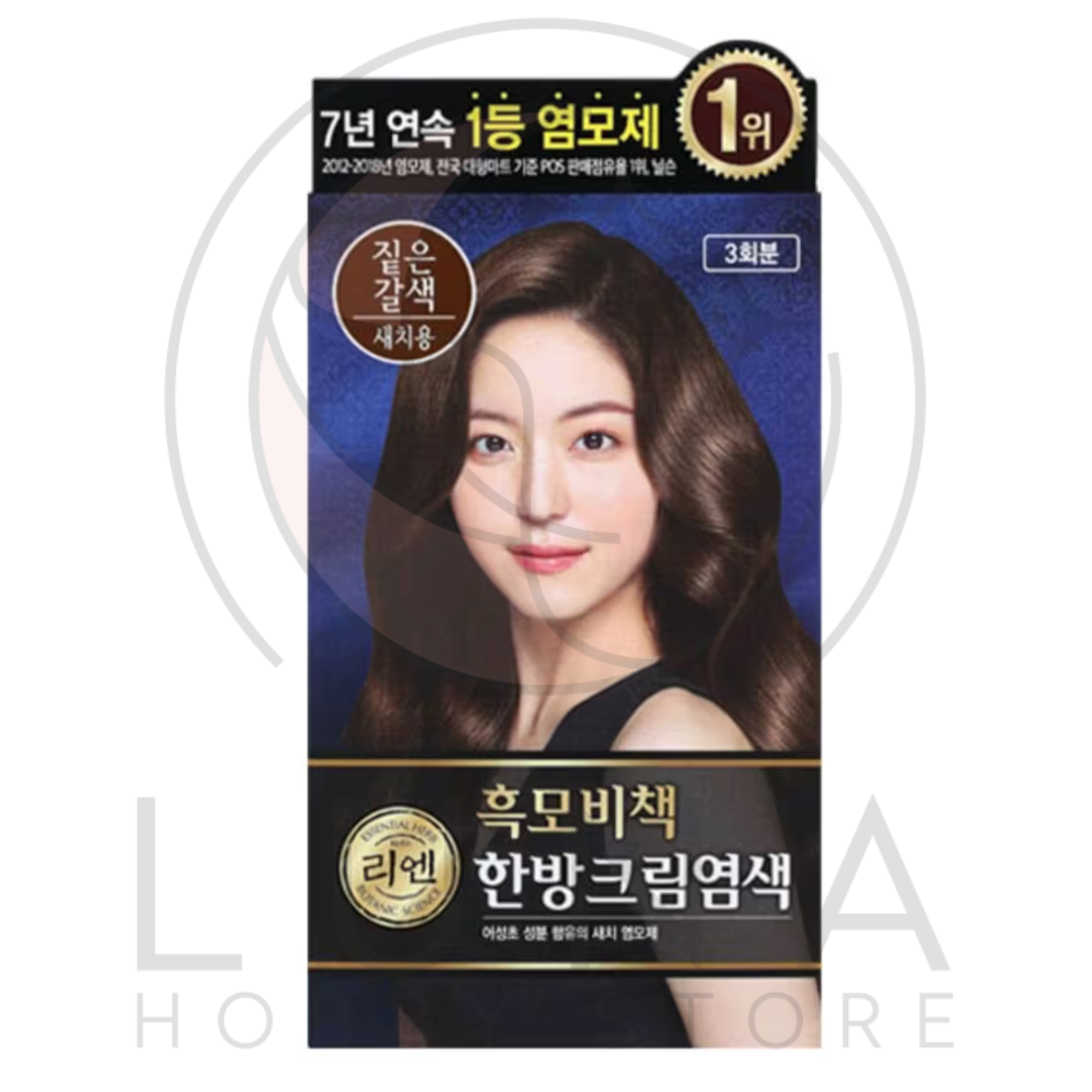 RiEn | Herbal Cream Hair Dye | Dark Brown | 흑모비책 한방 크림염색 짙은 갈색