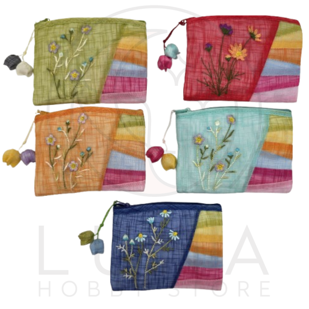 Ramie Embroidered Folk Pouch | 민속지갑 라미 자수 조각보 파우치