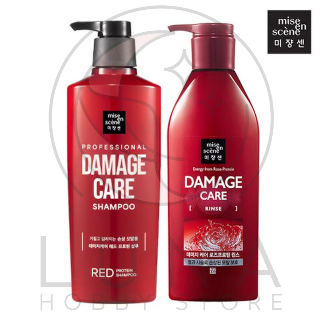 Mise en Scène | Damage Care Red Protein Shampoo & Rinse | 미쟝센 데미지케어 레드 프로틴 샴푸&린스 | 680ml