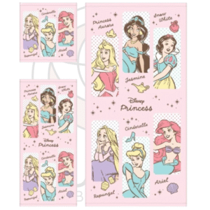 Disney Japan | Princess Panel Towel | Retro Pastel Pink Design | ディズニープリンセス タオルセット