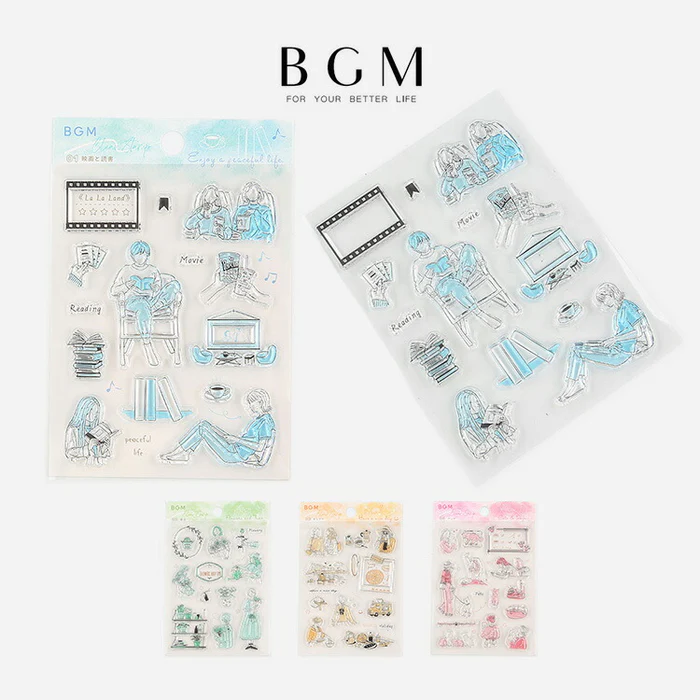 BGM Clear Stamps | Leisure & Weekend Series | クリアスタンプ:休日の過ごし方 4種