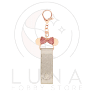 Tokyo Disney Resort | Minnie Mouse Headband Holder Keychain | Rose Gold with Pink Glitter Bow