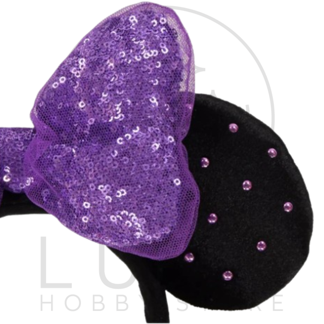 Minnie Ears Headband | Purple Sequin Bow | Tokyo Disney Resort Exclusive - Image 2