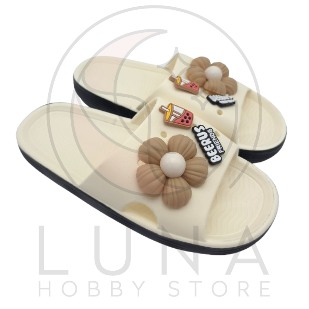 Friends Slippers | Bubble Tea & Flower Slide Sandals | Beerus Friends Design - Image 3