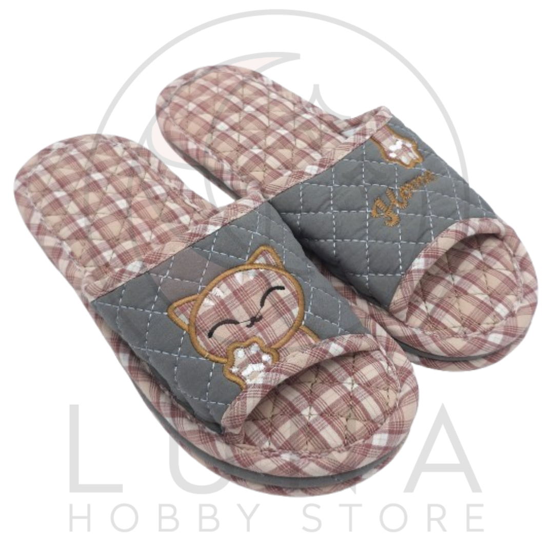 Men’s Cat Home Slippers | Quilted Indoor Slides | One Size (~US 10.5) - Image 2