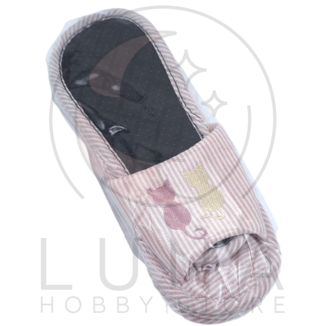 Women’s Cat Shadow Stripe Slippers | 3-Tier Quilted Indoor Slides | One Size - Image 3