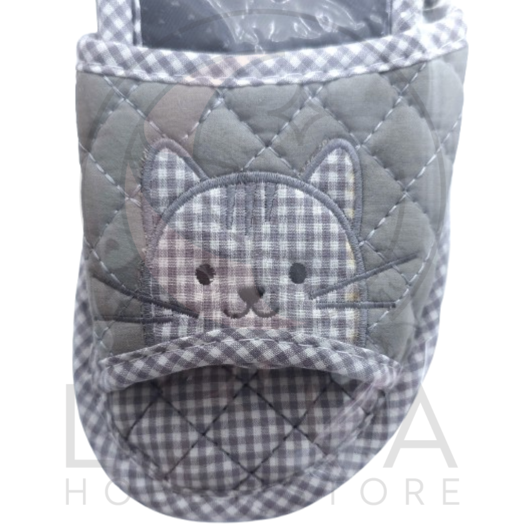 Men’s Cat Face 3-Tier Slippers | Quilted Indoor Slides | One Size - Image 4