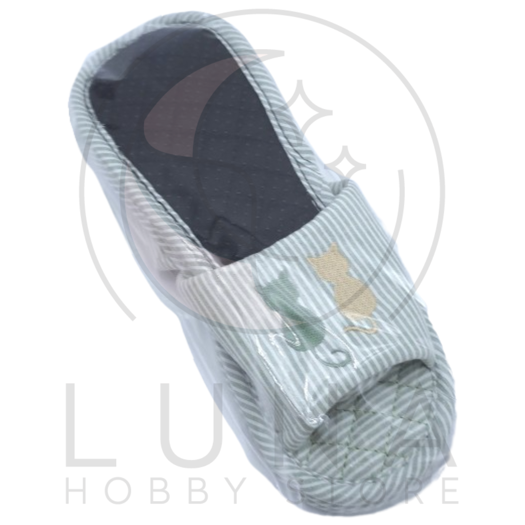 Women’s Cat Shadow Stripe Slippers | 3-Tier Quilted Indoor Slides | One Size - Image 4