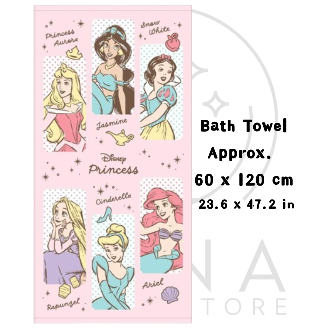 Disney Japan | Princess Panel Towel | Retro Pastel Pink Design | ディズニープリンセス タオルセット - Image 2