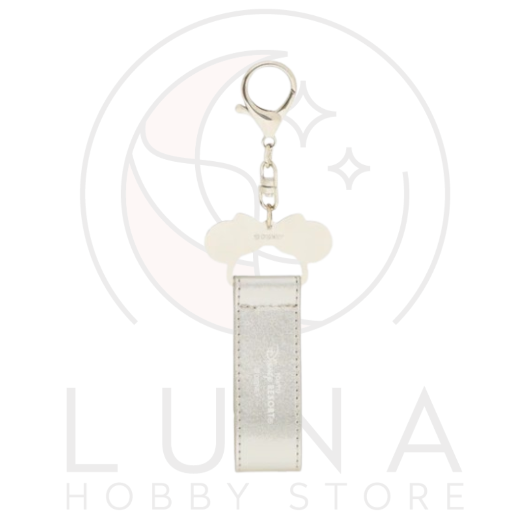 Tokyo Disney Resort | Minnie Mouse Headband Holder Keychain | Metallic Silver with Glitter Bow - Image 3