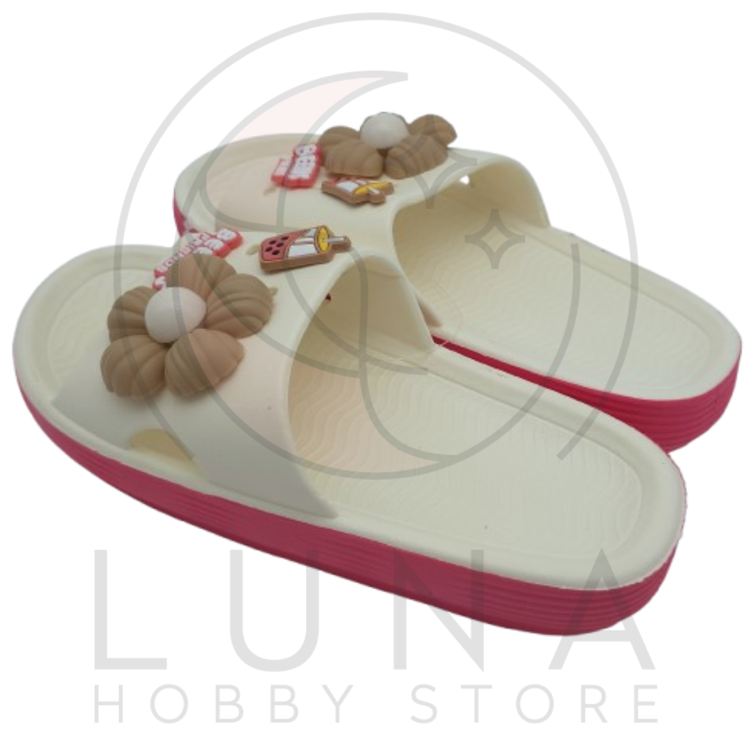 Friends Slippers | Bubble Tea & Flower Slide Sandals | Beerus Friends Design - Image 2