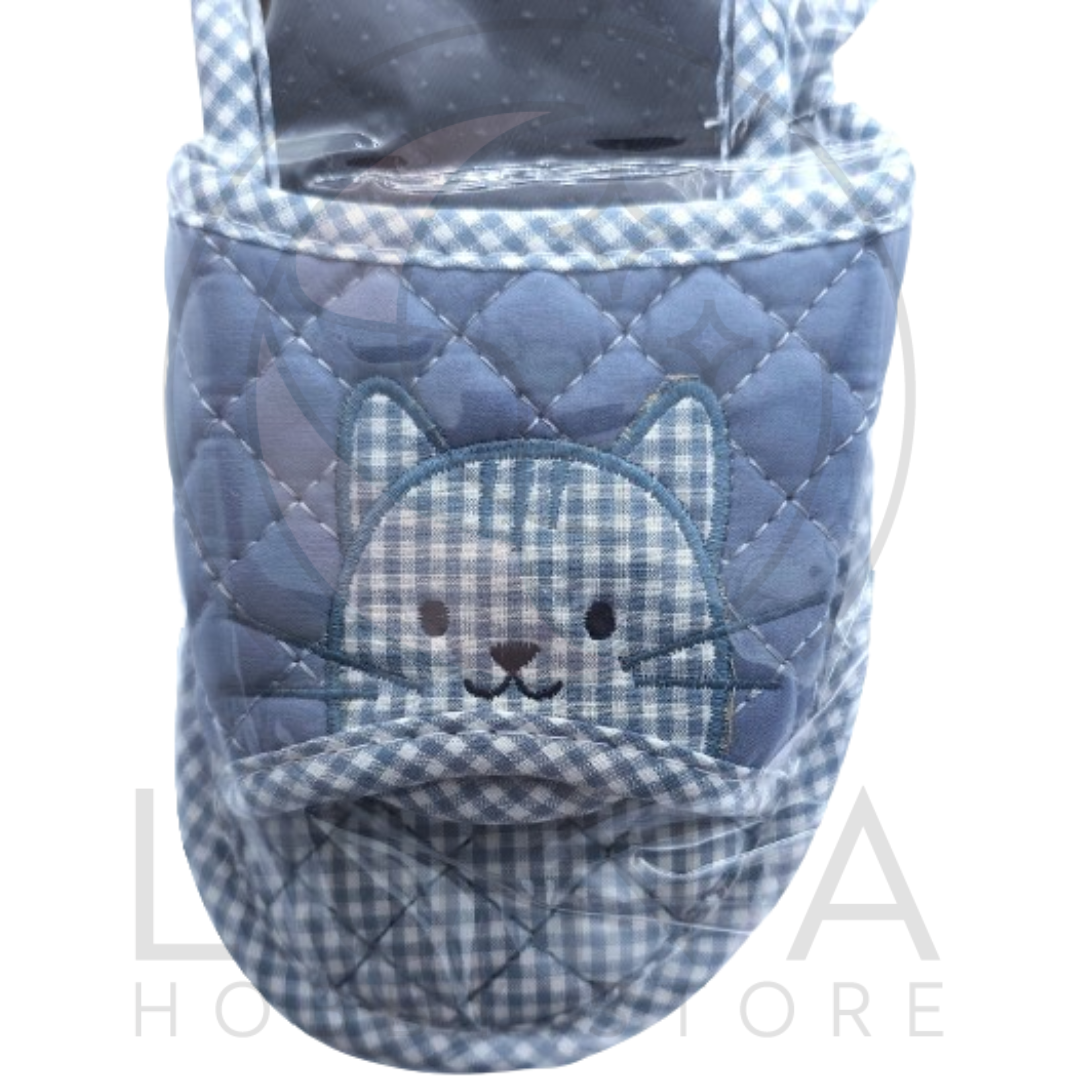 Men’s Cat Face 3-Tier Slippers | Quilted Indoor Slides | One Size - Image 3